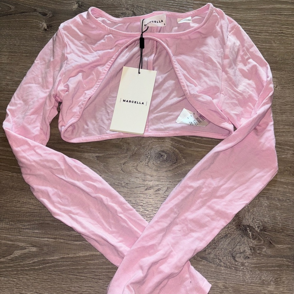 Marcella Pink Long Sleeve Crop Top